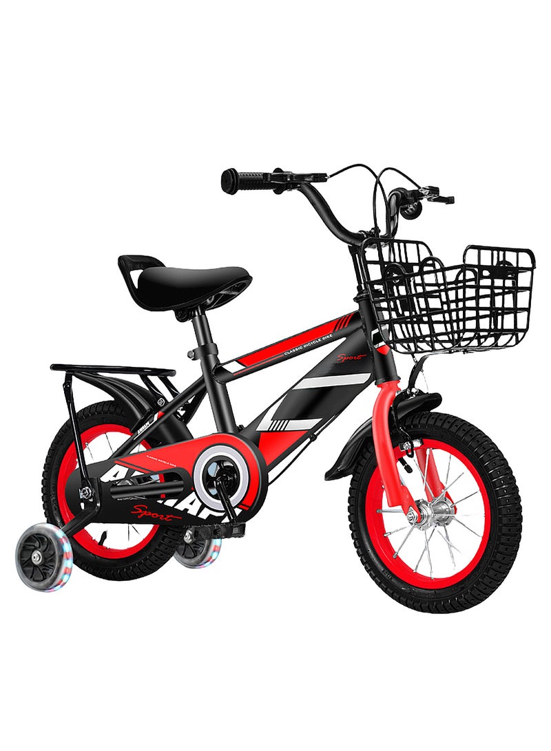 MaBaby 12-18 Inch Kids Bike Bicycle Bike For Kids With Flashing Training Wheels And Basket Children's Bicycle With Rear Seat And Balance Bike Adjustable Seat Bike For Kids For 2-12 Years Girls And Boys - Image 1
